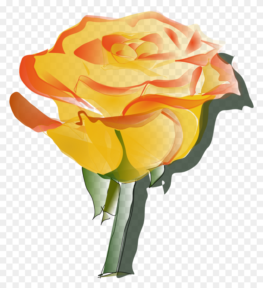 999x1099 Yellow Rose Clip Art - Rose Clipart Transparent Background
