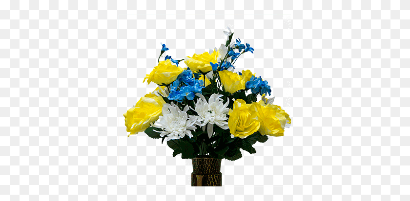 353x353 Желтая Роза С Голубой Гортензией - Гортензия Png