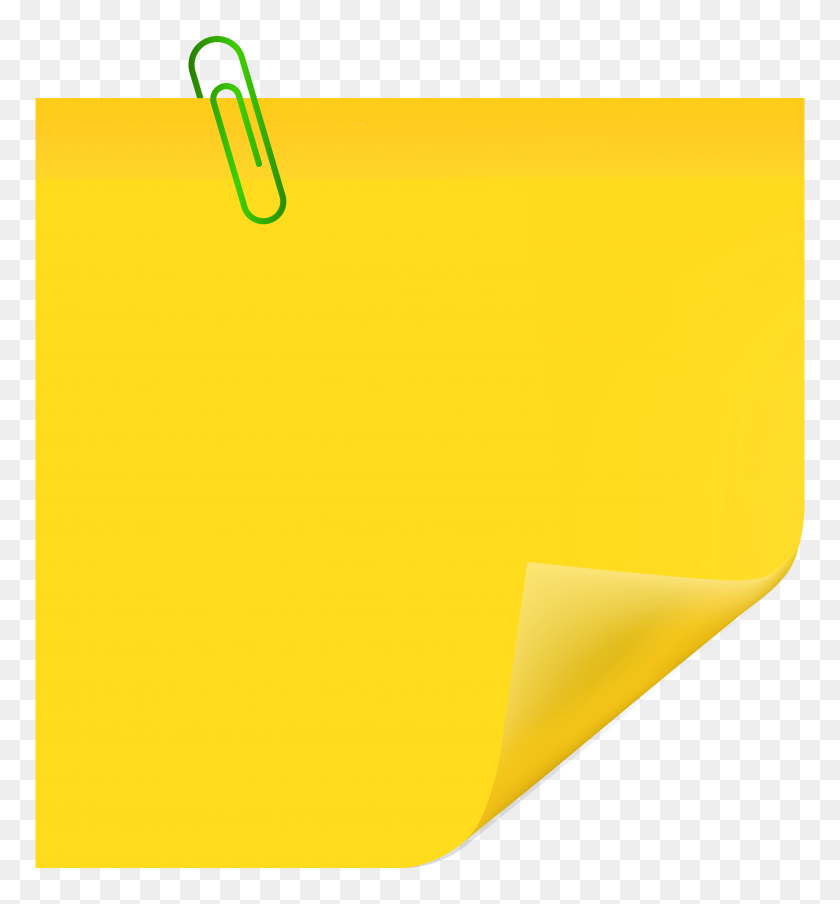 5543x6000 Yellow Sticky Note With Paperclip Png Clip Art - Paper Clip Clipart