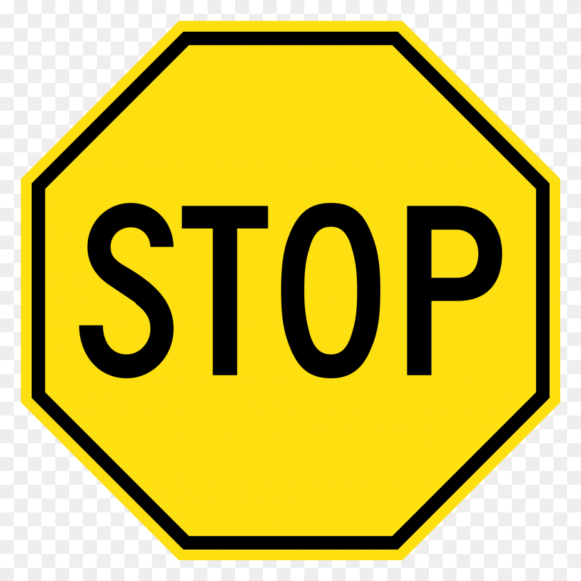 2000x2000 Yellow Stop Sign - Stop Sign PNG
