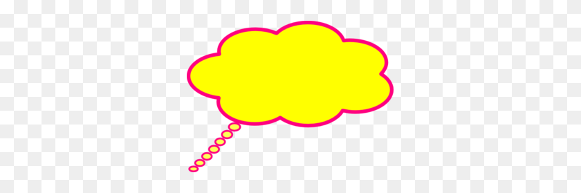 299x219 Yellow Thinking Cloud With Red Clip Art - Thinking Cloud Clipart