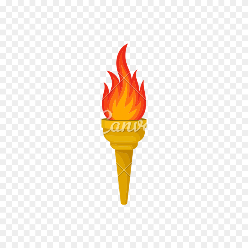 800x800 Желтый Факел С Ярко-Красным Оранжевым Огненным Пламенем, Горячим Пылающим Огнем - Оранжевый Баннер Png