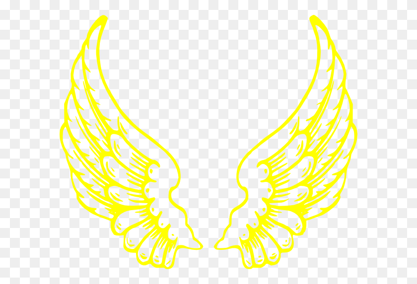 600x513 Yellow Wings Clip Art - Gold Wings PNG