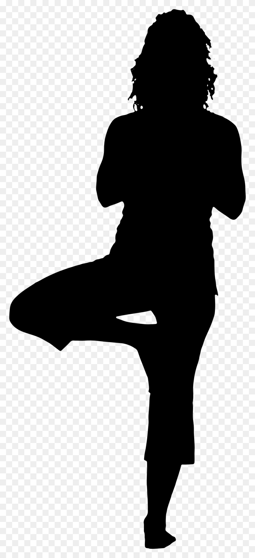 994x2268 Yoga Clipart Tree Pose - Lady Silhouette PNG