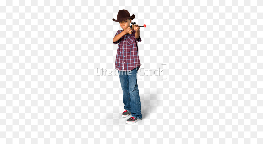 235x400 Young African American Boy With A Toy Rifle And Cowboy Hat - African American PNG