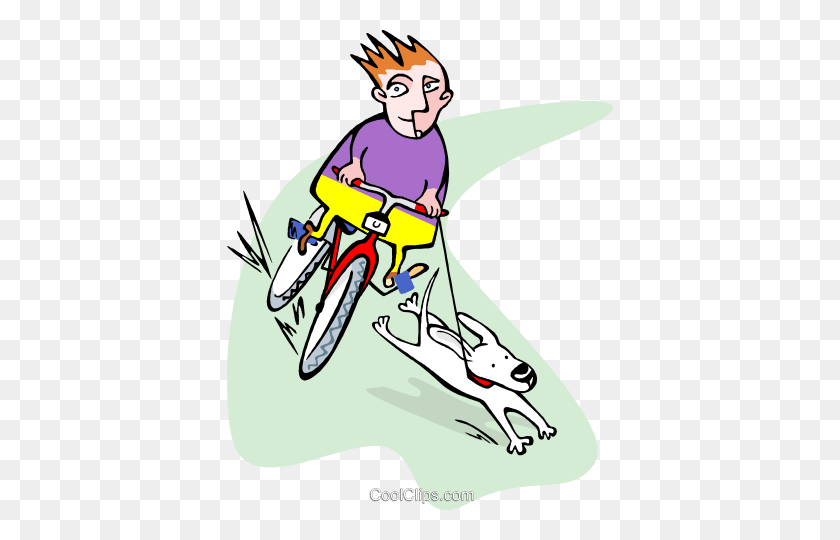 386x480 Young Boy On Bike With Dog Royalty Free Vector Clip Art - Young Boy Clipart