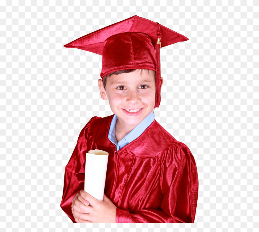 480x693 Niño Con Vestido Rojo De Graduación Png - Birrete Y Vestido Png