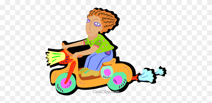 480x348 Young Child Riding Scooter Royalty Free Vector Clip Art - Young Child Clipart