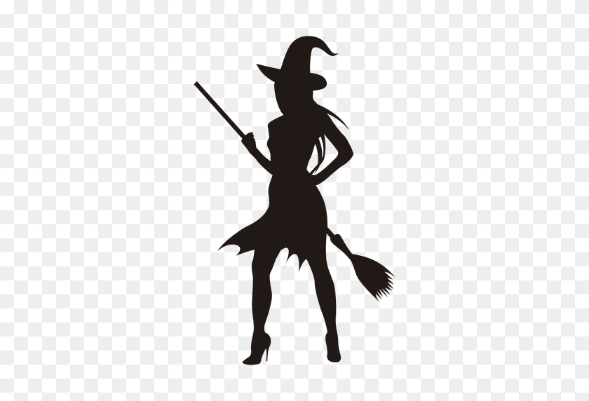 512x512 Young Halloween Witch Silhouette - Witch Silhouette Clip Art