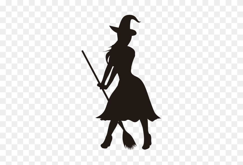 512x512 Young Lady Witch Silhouette - Witch Silhouette PNG
