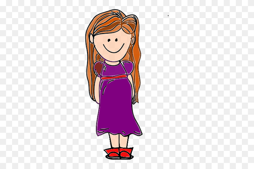 277x500 Young Lady With Long Brown Hair Vector Clip Art - Relationship Clipart