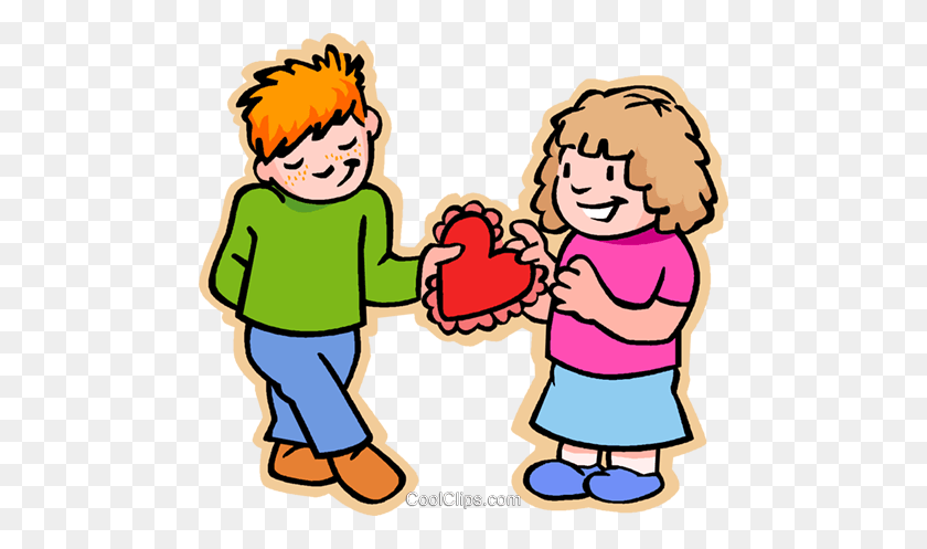 480x437 Young Love, Valentine Royalty Free Vector Clip Art Illustration - Young Child Clipart