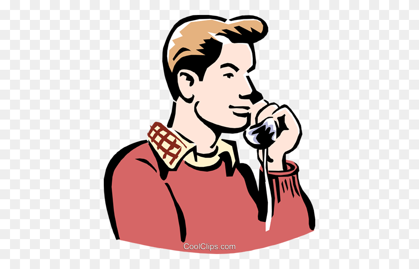 424x480 Young Man On Phone Royalty Free Vector Clip Art Illustration - Young Man Clipart