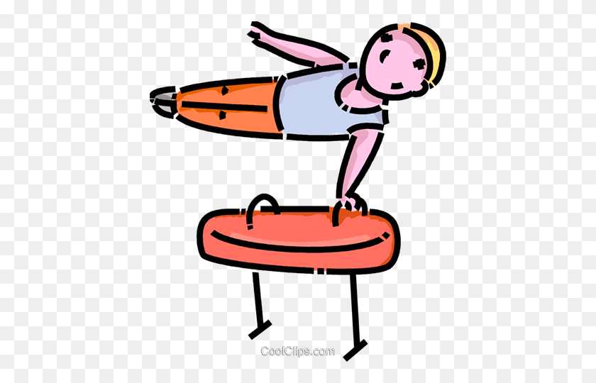418x480 Young Man On The Pommel Horse Royalty Free Vector Clip Art - Trampoline Clipart