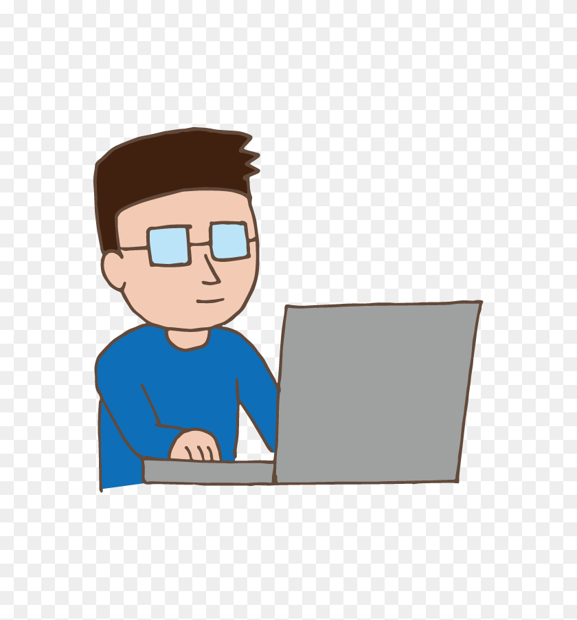 595x842 Young Man Using Laptop Free Illust Net - Young Man Clipart