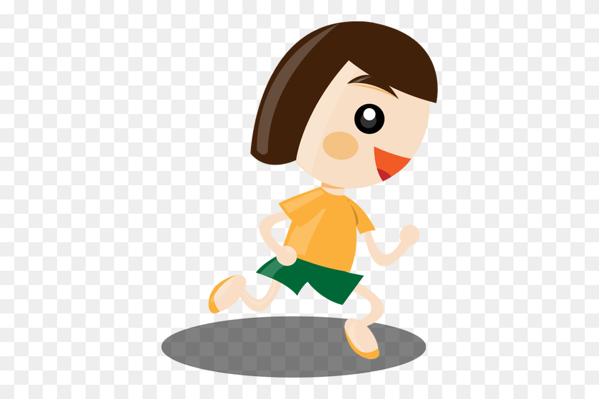 388x500 Young Woman Running Vector Clip Art - Young Child Clipart