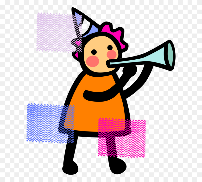 620x700 Youngster Blows Noisemaker Horn - Party Horn PNG