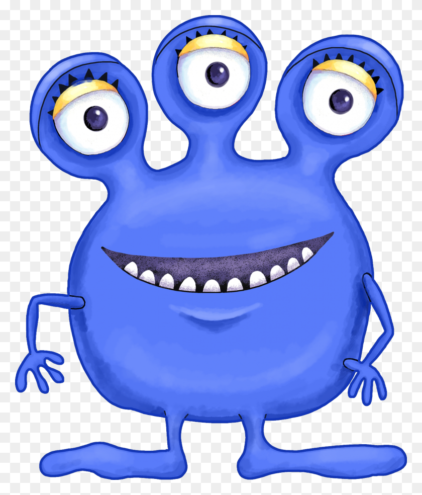 1197x1419 Your Free Art Cute Blue, Purple And Green Cartoon Alien Monsters - Monster Eyes Clipart