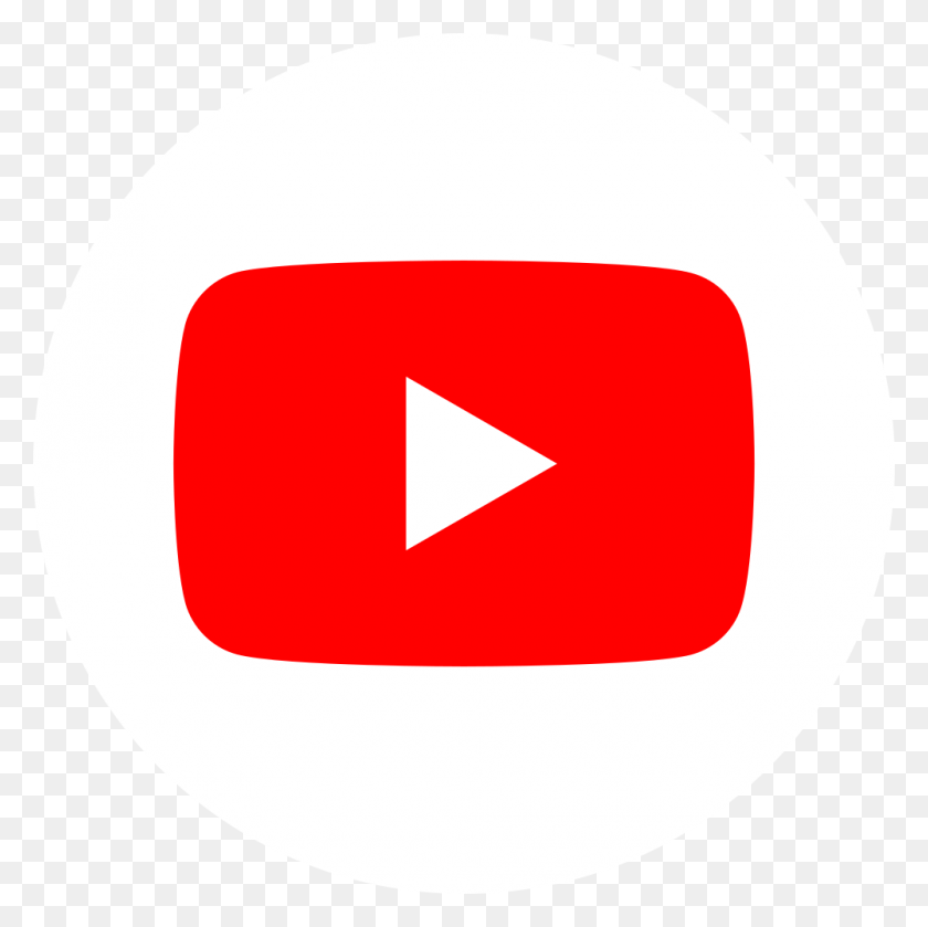1000x1000 Ютуб Социальный Белый Круг - Кнопка Youtube Лайк Png