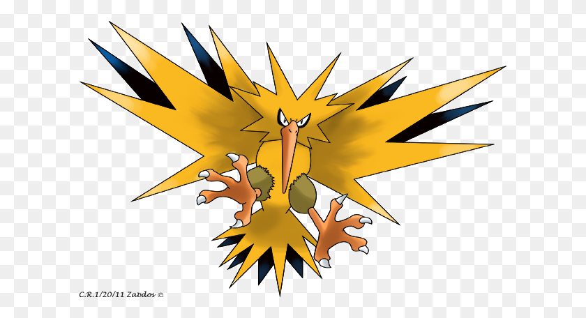 612x396 Zapdos Is One Of The Three Winged Mirages Along With Articuno - Zapdos PNG