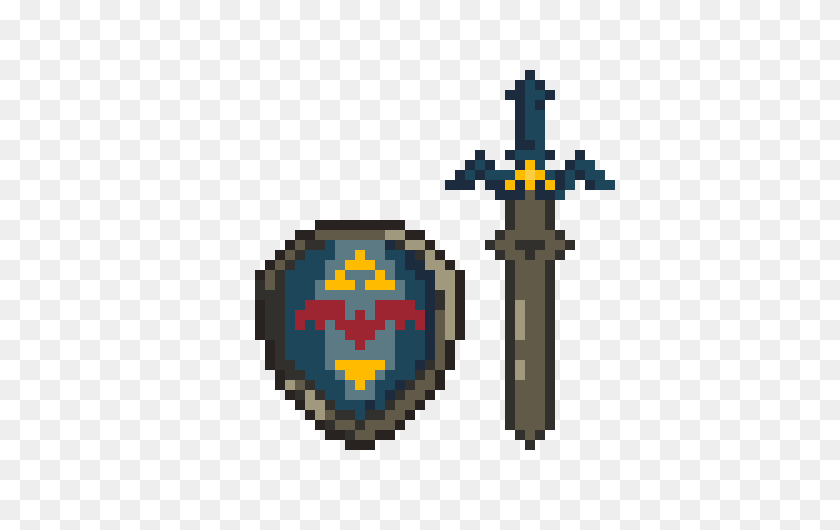Zelda Master Sword Dan Shield Pixel Art Maker - Pedang Dan P