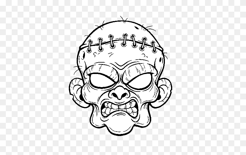600x470 Zombie Face Coloring Page - Zombie Face PNG