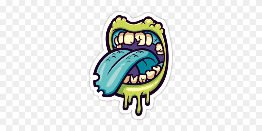 375x360 Zombie Mouth' Sticker - Monster Teeth Clipart