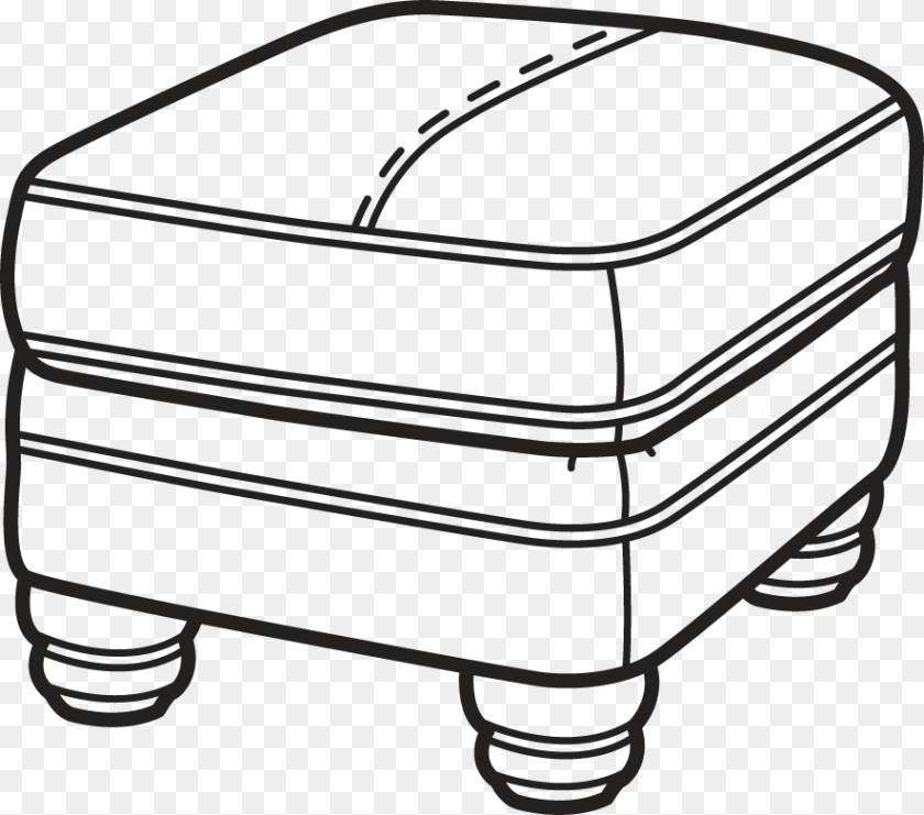 08 Footstool Black And White, Furniture, Cabinet Clipart PNG