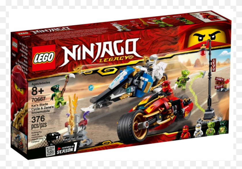 981x666 1 Lego Ninjago Kai39s Blade Cycle And Zane39s Snowmobile, Toy, Wheel, Machine HD PNG Download