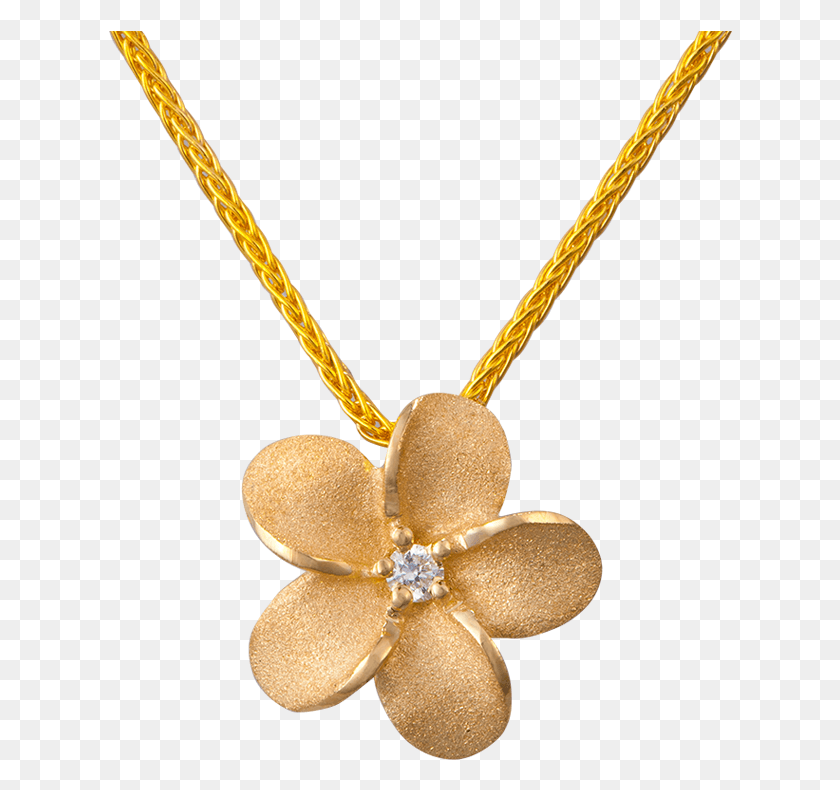 624x730 14k Gold Plumeria Slide With Diamond Necklace, Pendant, Accessories, Accessory HD PNG Download