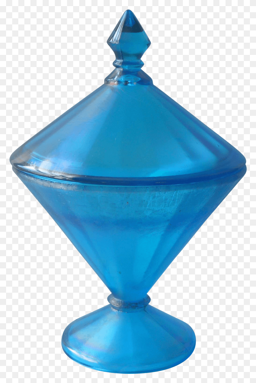 1015x1557 1920s Fenton Celeste Blue Stretch Glass 390 Candy Jar, Lamp, Cone, Cocktail HD PNG Download