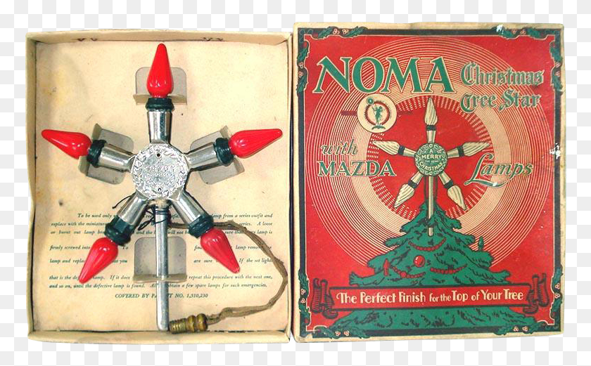 770x461 1920s Noma Lighted Metal Christmas Tree Star Topper Emblem, Poster, Advertisement, Flyer HD PNG Download