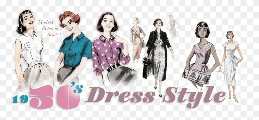 912x386 1950s Dress Style Vintage Clothing, Apparel, Person, Human HD PNG Download