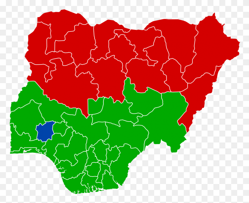 883x707 2011 Presidential Election Results Green Nigeria Map With States Vector, Diagram, Plot, Atlas HD PNG Download