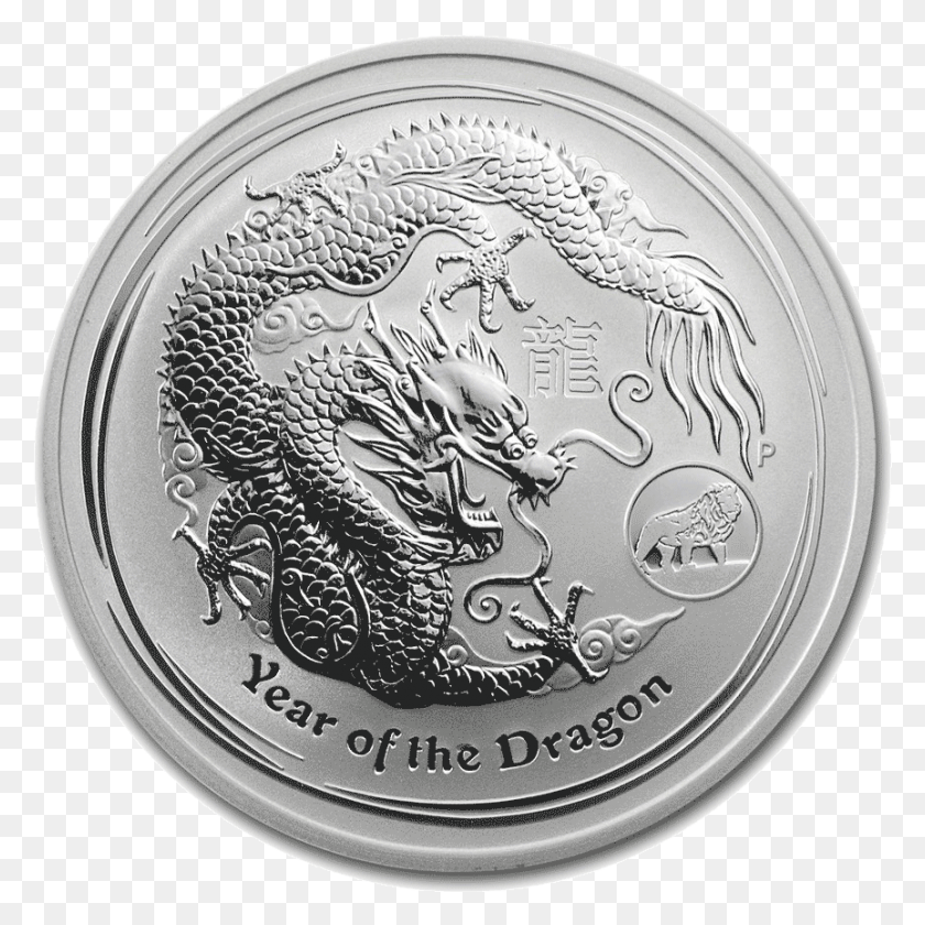 864x864 2012 Australian Dragon 1Oz Silver Coin Silver, Money, Dime Hd Png