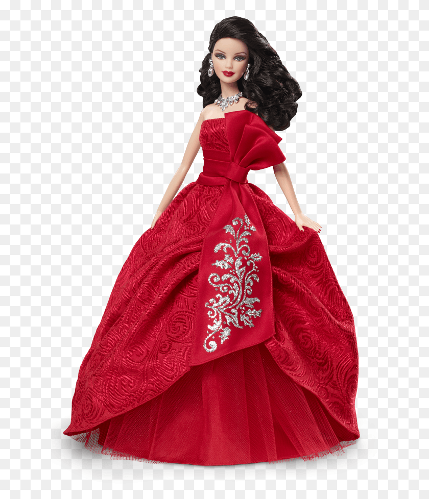 641x918 2012 Holiday Barbie Doll E28892 Brunette Barbie Holiday 2012, Clothing, Apparel, Dress HD PNG Download