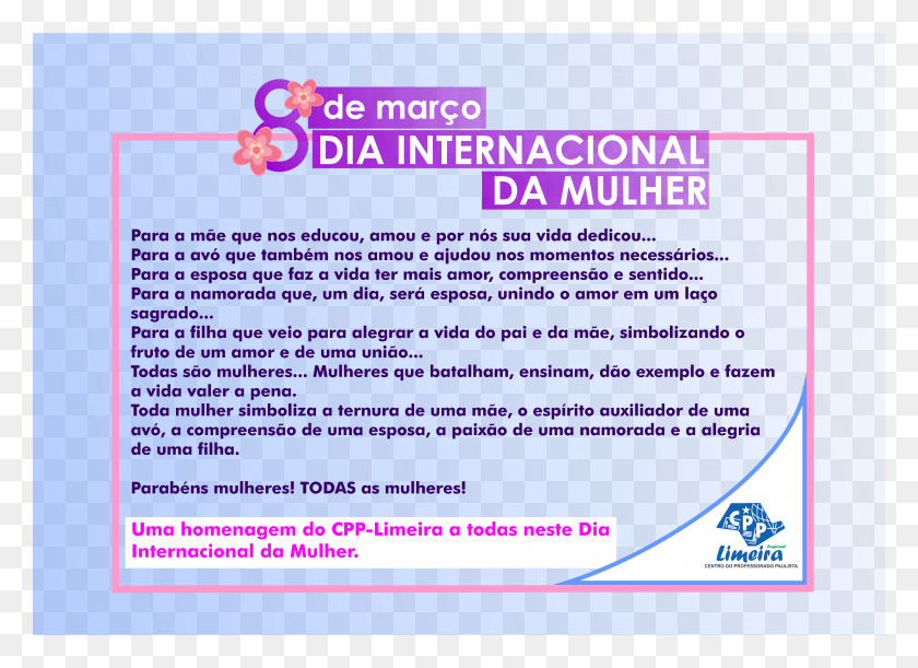 3508x2482 2016 Dia Da Mulher Centro Do Professorado Paulista, Flyer, Poster, Paper HD PNG Download