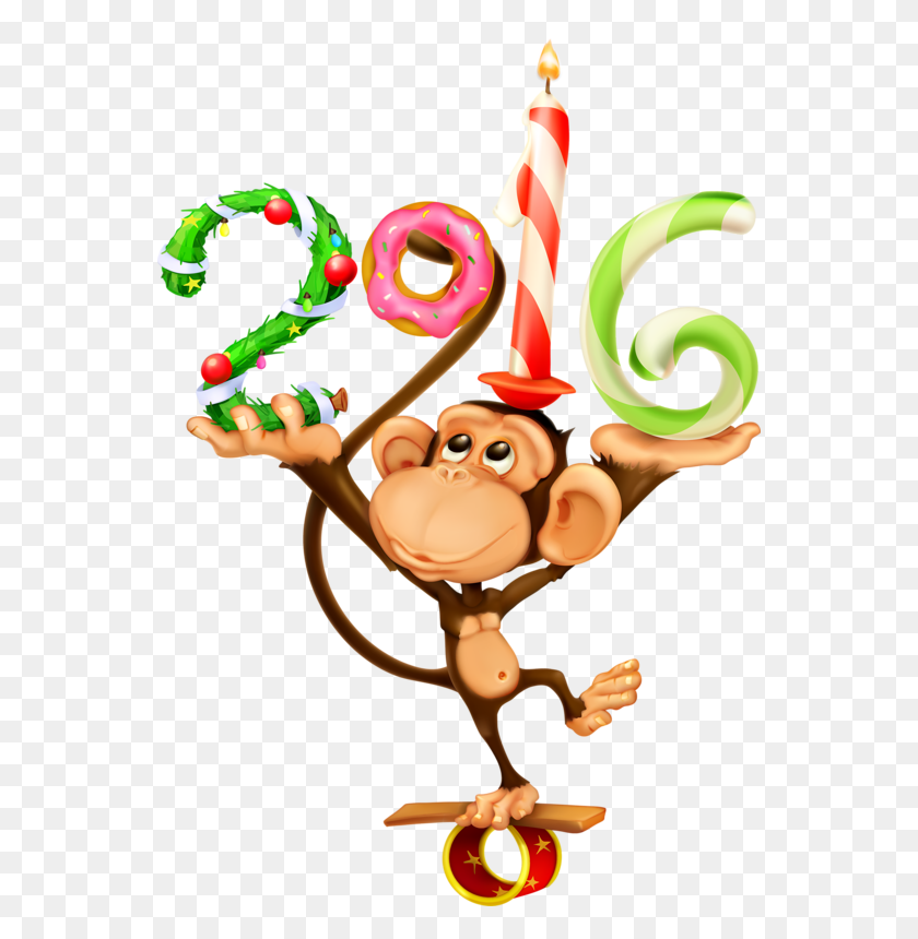552x800 2016 Natal E Ano Novo Festa Macaco Em Cartum Arte Merry Christmas Tree, Toy, Number, Symbol HD PNG Download