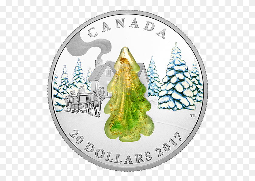 532x536 2017 20 1 Oz Pure Silver Coin Canadian Mint Christmas Coins 2017, Money, Pineapple, Fruit HD PNG Download