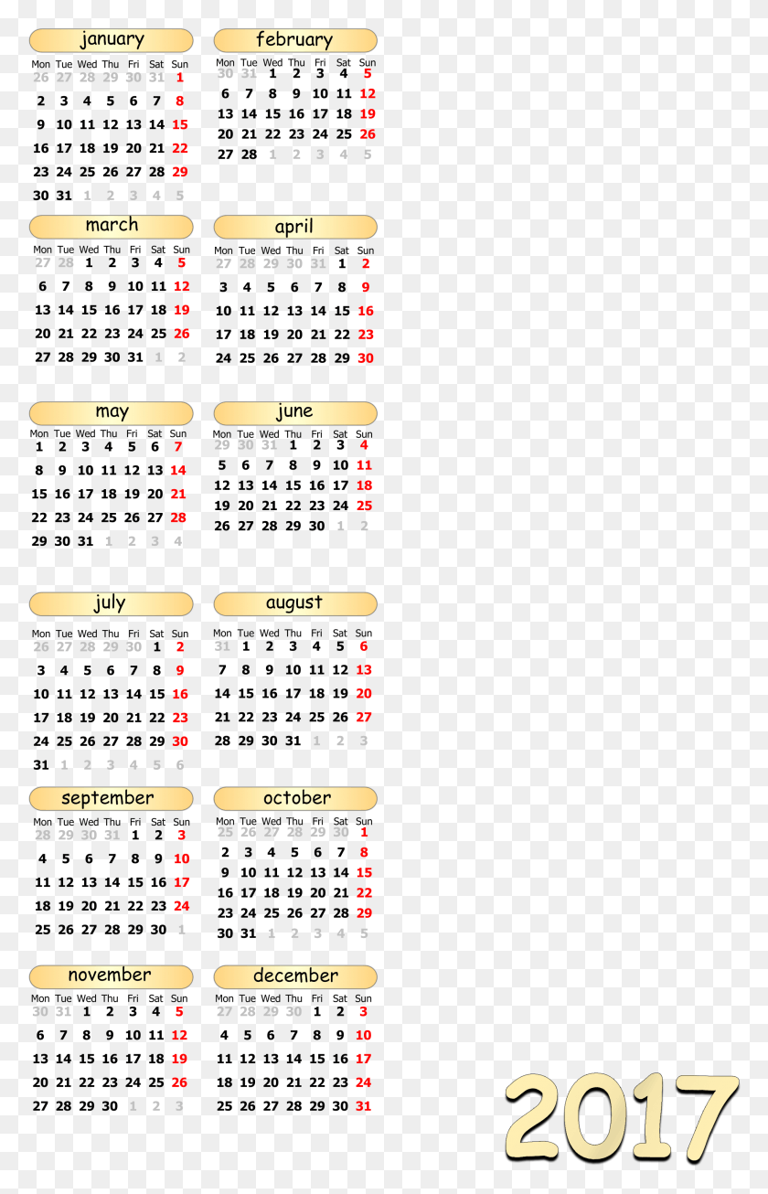 2077x3318 2017 Calendar Template Image 2005 Calendar, Text, Menu HD PNG Download