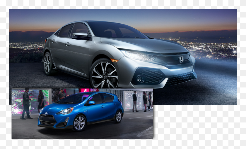901x521 2017 Honda Civic Hatchback Vs 2017 Prius C Fog Lights, Car, Vehicle, Transportation HD PNG Download