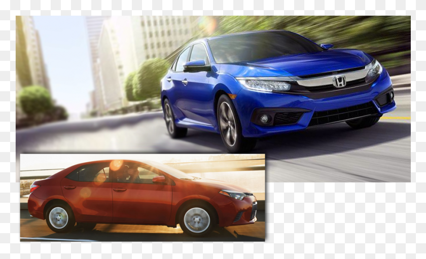 901x521 Honda Civic 2017 Против 2015 Camry Vs Corolla, Автомобиль, Транспортное Средство, Транспорт Hd Png Скачать