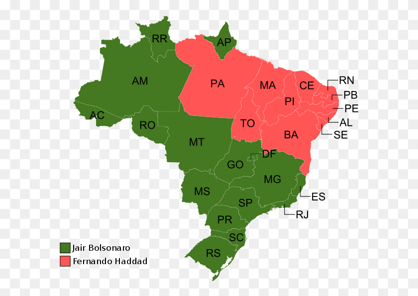 601x535 2018 Brazilian Presidential Election Map Brazil 2018 Election Map, Diagram, Plot, Atlas HD PNG Download