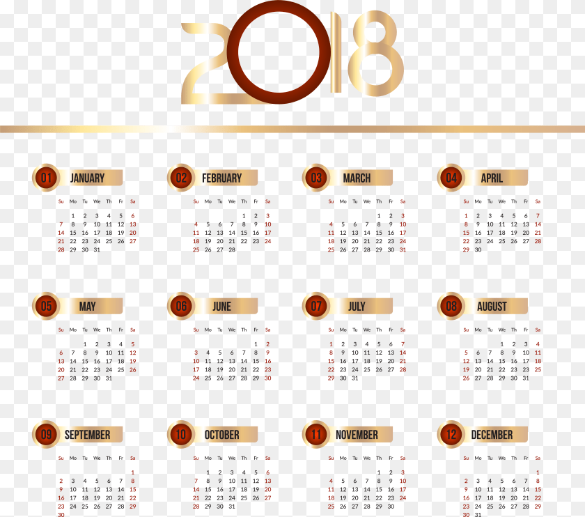 2018 Calendar, Scoreboard, Text Sticker PNG