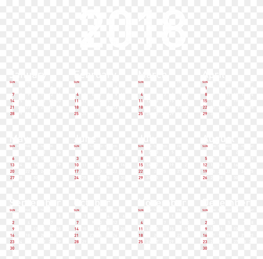 7873x7768 Descargar Png Calendario 2018, Texto, Menú Hd Png