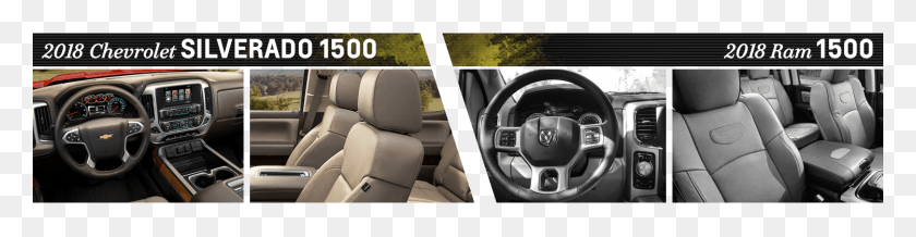 1500x305 2018 Chevrolet Silverado 1500 Vs 2018 Ram 1500 Interior Steering Wheel, Cushion, Wristwatch, Camera HD PNG Download