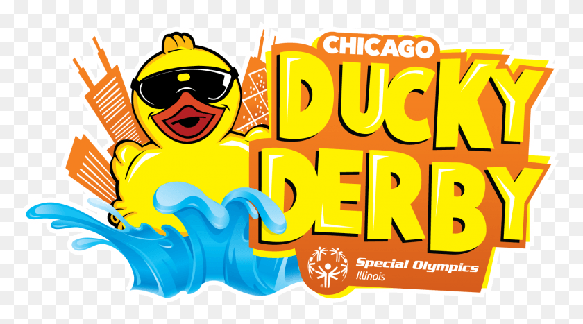 1669x871 2018 Chicago Ducky Derby Logo Primary Horizontal White Duck Derby, Poster, Advertisement, Helmet HD PNG Download