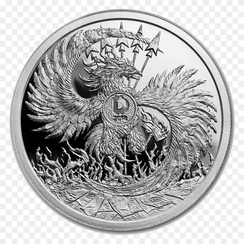 858x857 2018 Minimintage Mark Of The Beast 2oz Silver Shield Coin, Money HD PNG Download