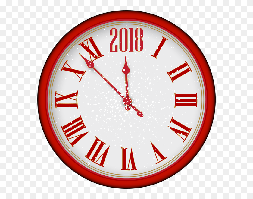 600x600 2018 New Year Red Clock Tree Clip Art New Year 2019 Clock, Analog Clock, Wall Clock, Clock Tower HD PNG Download
