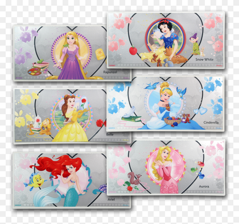 1499x1394 2018 Niue Silver 1 Disney Princess Six Note Set Walbum Cartoon, Collage, Poster, Advertisement HD PNG Download
